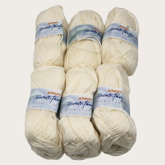 Patons South Pacific Double Knitting Yarn Lot of 6 Skeins Cream Color New - Picture 1 of 3